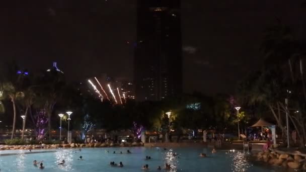 Brisbane Dec 2018 Fireworks Display Voor Kerstmis Southbank Parklandschap Rivier — Stockvideo