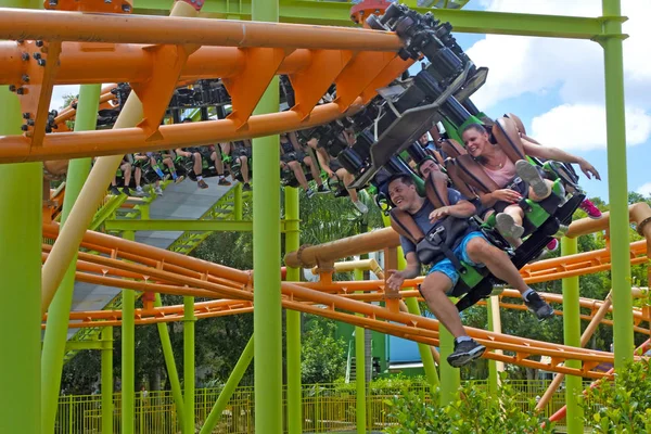 Gold Coast Dec 2018 People Ride Roller Coaster Dreamworld Gold — Stock Photo, Image