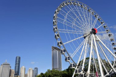 Brisbane Ferris 2018:Wheel tekerlek Güney Brisbane, Brisbane - 30 Aralık Queensland Australia.It 60 metre boyunda olduğunu..