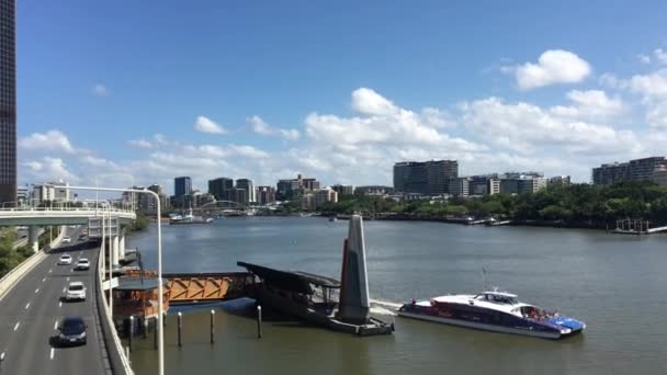 Брисбан 2019 Панорамный Вид Город Брисбен Воздуха Брисбен Столица Штата — стоковое видео