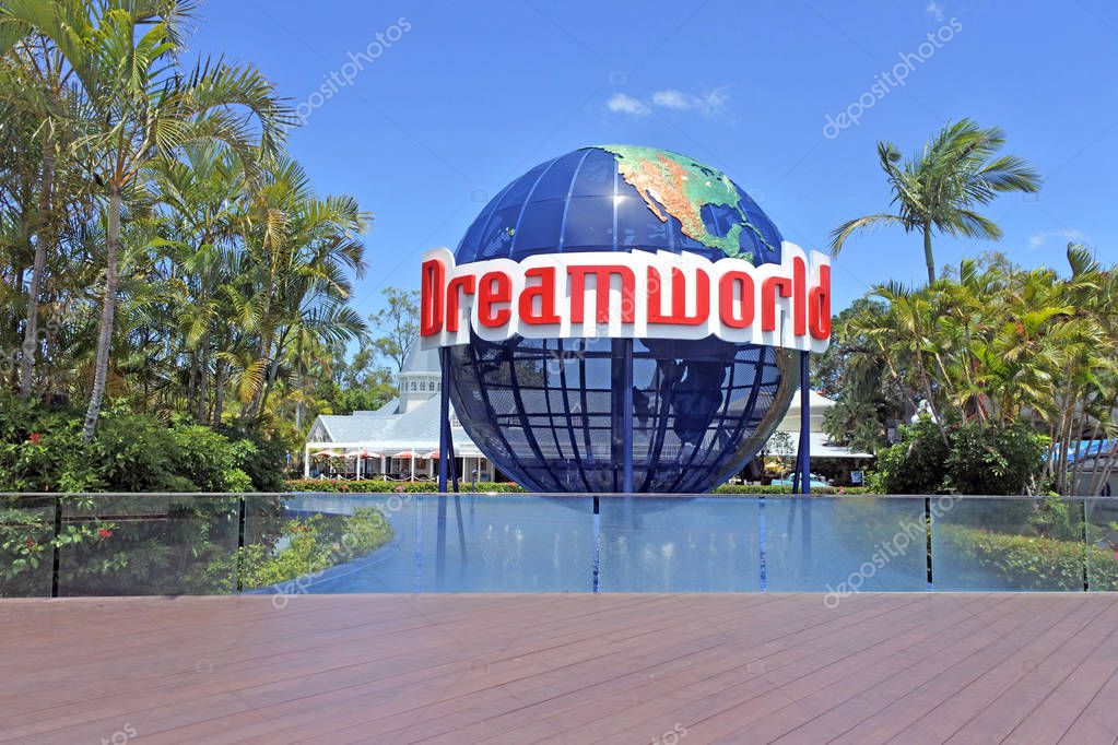 GOLD COAST - JAN 11 2019:Dreamworld theme park and zoo situated on the Gold Coast in Queensland. It's Australia's largest theme park with over 40 rides and attractions, including five roller coasters.