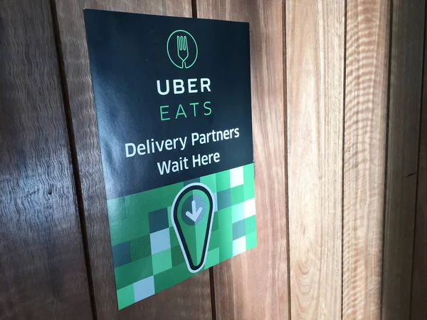 Brisbane Jan 2019 Uber Eats Sign Fast Food Restaurant — Stock Photo, Image