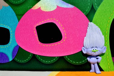 Gold Coast - 29 Ocak 2019:Troll karakter heykel Guy Diamond adlı Dreamworld, Gold Coast, Avustralya