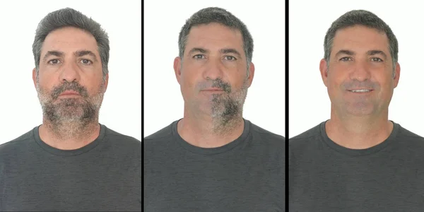 Portrait of mature adult man stages of growing a bear — Stock Photo, Image