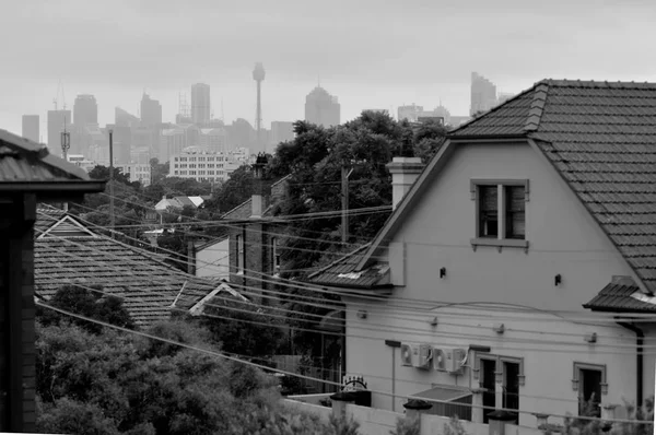 Sydney şehir manzarası soğuk yağmurlu günde yeni Güney Wales Avustralya — Stok fotoğraf