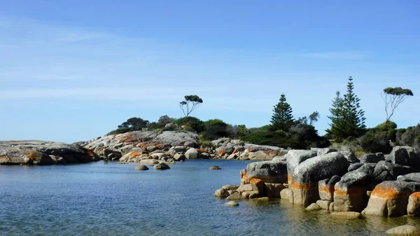 Landschap van baai van Firestasmania Australië — Stockfoto