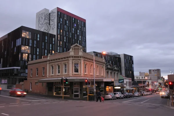 Hobart paisagem urbana ao entardecer Tasmânia — Fotografia de Stock