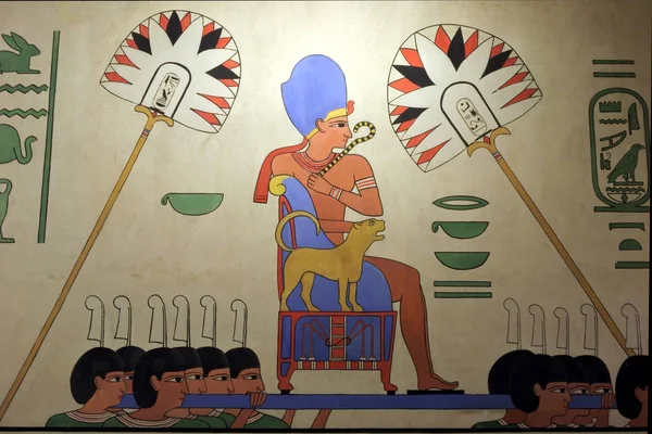 Ägyptische Wandmalerei aus dem alten Ägypten. — Stockfoto