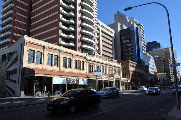ADELAIDE - MAR 29 2019:Adelaide City downtown cityscape. Adelaide is the capital city of South Australia