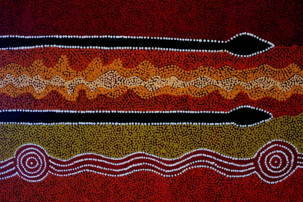 Indigenous Australian art Dot painting background — Stock Photo, Image