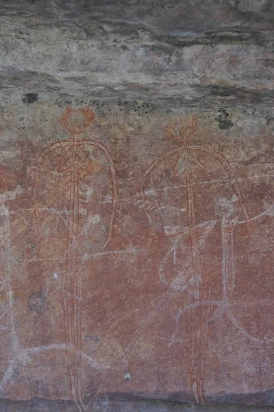 Aboriginal Rock Malerier i Kakadu National Park Northern Terri - Stock-foto