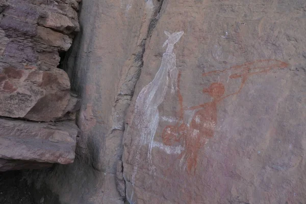 Aboriginal Rock Malerier i Kakadu National Park Northern Terri - Stock-foto