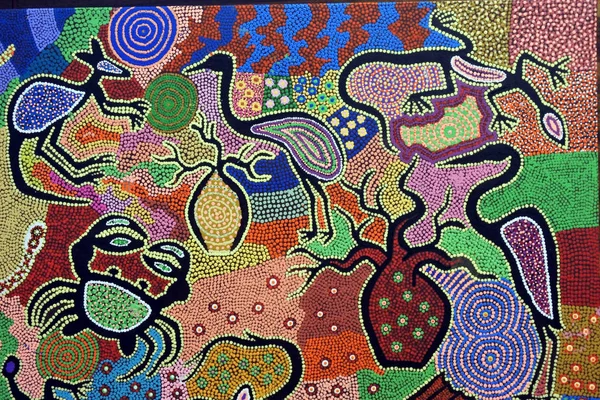 Aboriginal dot painting artwork in Derby Kimberley Western Austr — Stock Photo, Image