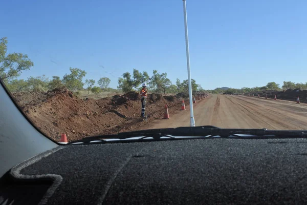 Straßenarbeiten in Kimberley im Westen Australiens — Stockfoto