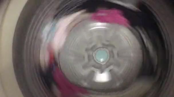 Wasmachine Trommel Kleding Tijdsverloop — Stockvideo
