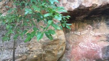 Avustralya 'nın kuzeyindeki Kakadu Ulusal Parkı' ndaki Burrungkuy Nourlangie rock sanat sahasında Aborjin Rock Resimleri