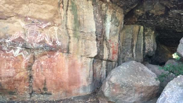 Aboriginal Rock Festmények Burrungkuy Nourlangie Rock Art Site Kakadu Nemzeti — Stock videók