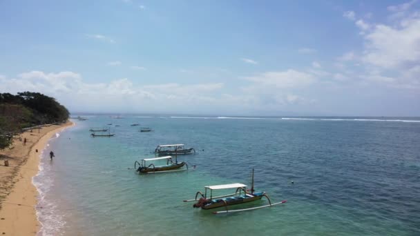 Flygfoto Landskap Utsikt Över Pantai Sanur Beach Bali Indonesien — Stockvideo