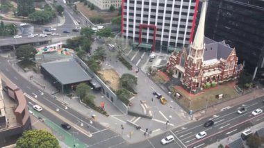 BRISBANE - 23 Aralık 2018: Brisbane şehir merkezinin hava görüntüsü. Brisbane, Avustralya 'nın Queensland eyaletinin başkentidir..