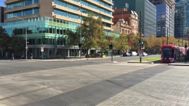 Adelaide Mar 2019 Adelaide City Tram Adelaide Metro Ofrece Servicio — Vídeo de stock