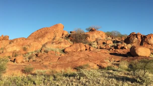 Άποψη Τοπίου Του Devils Marbles Karlu Karlu Στη Βόρεια Επικράτεια — Αρχείο Βίντεο