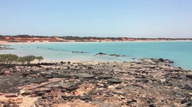Broome Kimberley Batı Avustralya 'da Broome Jetty' nin panoramik manzara görüntüsü