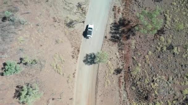 Drone Luchtfoto Van 4Wd Voertuig Rijden Outback Van West Australië — Stockvideo