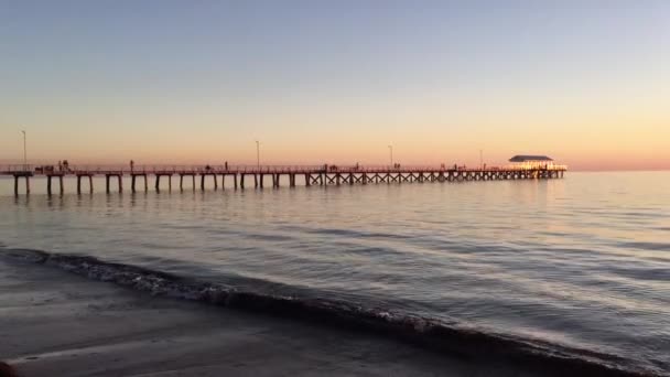 Silhouette Des Henley Beach Pier Der Abenddämmerung Henley Beach Pier — Stockvideo