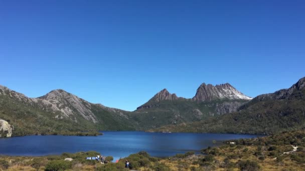 Vistas Panorámicas Montaña Cradle Lago Dove Parque Nacional Cradle Mountain — Vídeos de Stock