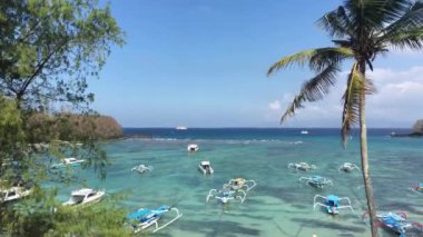 Endonezya, Bali 'deki Padang Bai Limanı' nın havadan görünüşü.