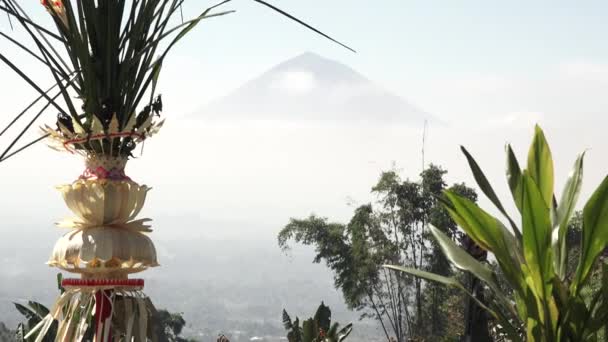Пейзаж Святой Горы Агунг Бали Индонезии Активный Вулкан Гунунг Агунг — стоковое видео