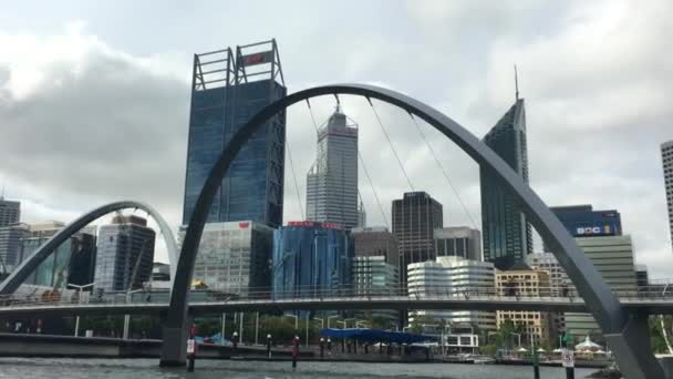 Perth Nov 2018Perth Skyline Centro Negócios Central Como Vista Barco — Vídeo de Stock