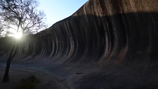 Zonsopgang Boven Wave Rots Hyden West Australië — Stockvideo