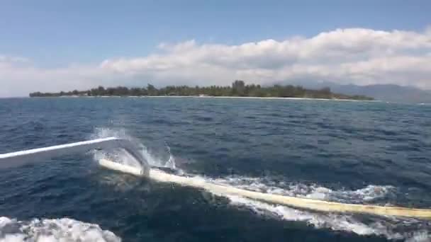Tiempo Navegación Barco Indonesio Las Islas Gili Indonesia — Vídeos de Stock