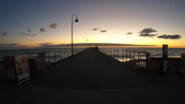 Time Lapse Silueta Del Embarcadero Glenelg Adelaida Capital Australia Meridional — Vídeo de stock