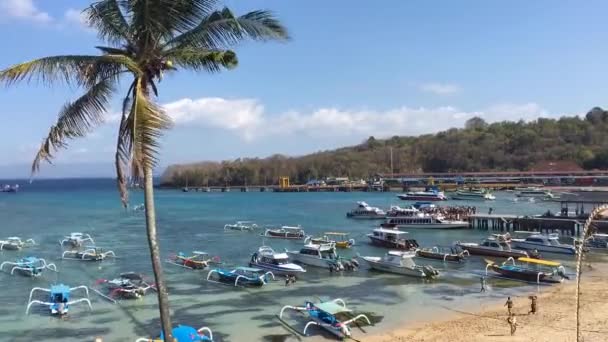 Zeitraffer Der Luftaufnahme Von Padang Bai Harbor Port Bei Sonnenaufgang — Stockvideo