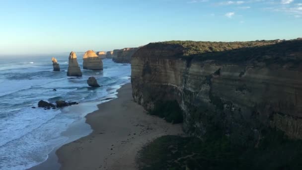 Landscape View Twelve Apostles Port Campbell National Park Great Ocean — Stock Video