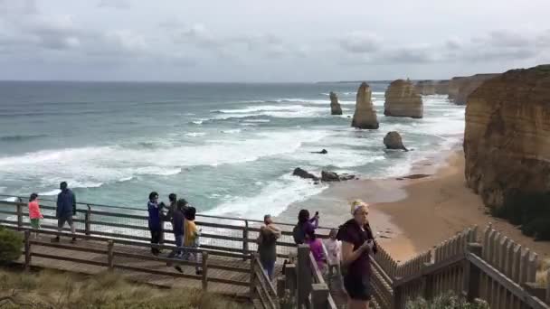 Melbourne Mar 2019 오스트레일리아 빅토리 대양로를 사도를 공원에서 관광객 — 비디오