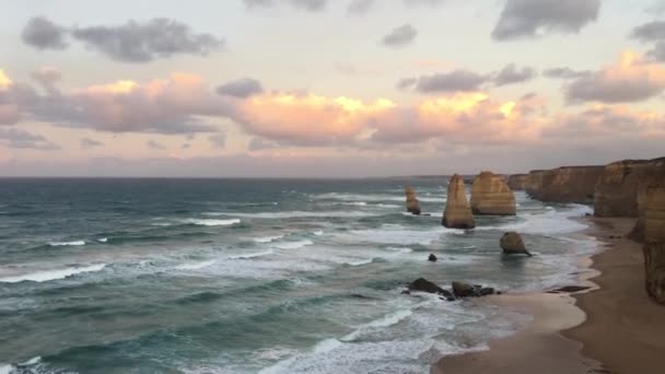 Veduta Panoramica Dell Alba Sui Dodici Apostoli Port Campbell National — Video Stock