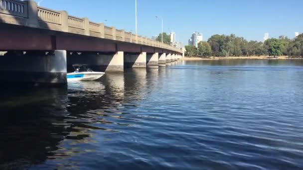 Perth Jan 2019 Waterskiboot Sleept Een Waterskiër Zwaan River Perth — Stockvideo