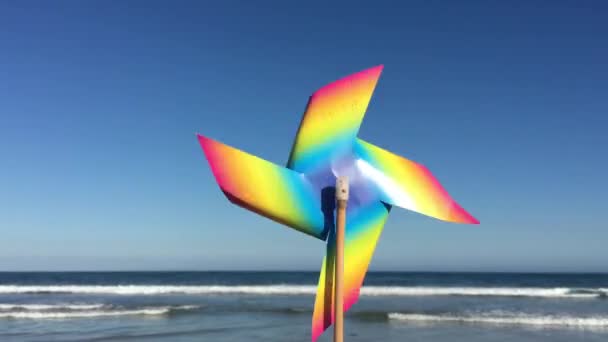 Juguete Ventilador Viento Playa — Vídeos de Stock