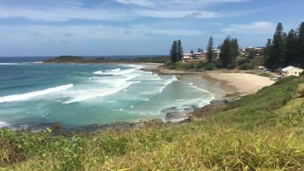 Widok Lotu Ptaka Plażę Yamba Południowej Walii Australia — Wideo stockowe