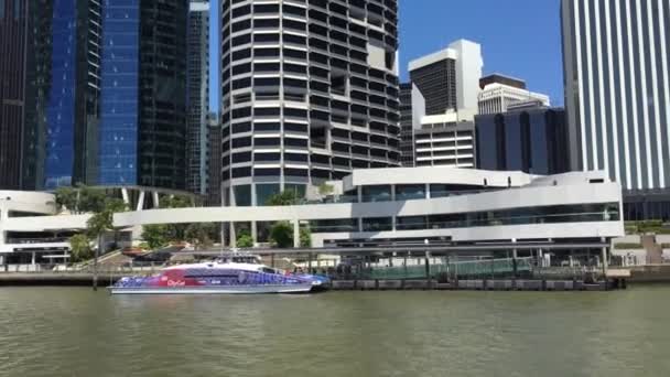 Brisbane Dec 2018 Waterveerboot Varen Brisbane Rivier Langs Brisbane Stad — Stockvideo