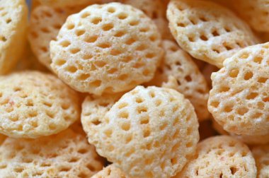Patates cipsi yiyecek soyut arka plan ve doku.