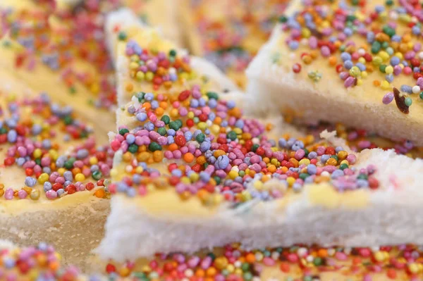Fairy Bread Food Disajikan Pada Tema Pelangi Pesta Ulang Tahun — Stok Foto