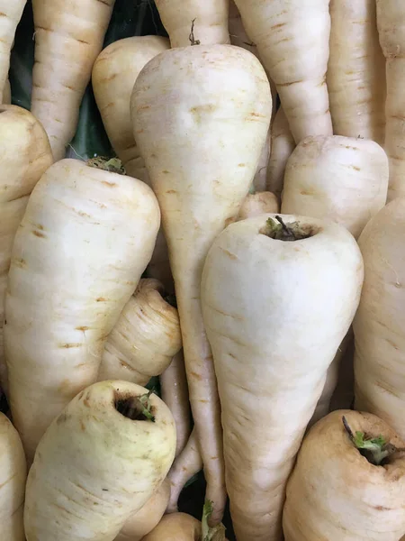 Radici Pastinaca Mostra Mercato Ortofrutticolo Sfondo Astratto Texture Alimentare — Foto Stock