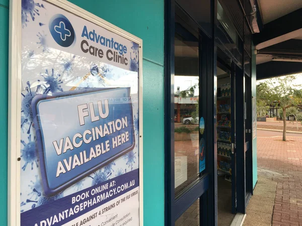 Perth Sep 2020 Sinalização Vacinação Contra Gripe Vacina Contra Gripe — Fotografia de Stock