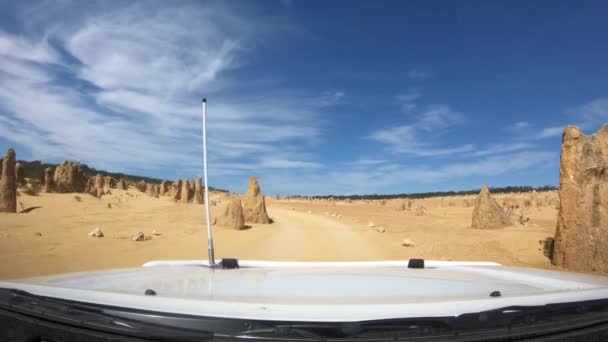 Časová Prodleva Pov Hledisko Vozidla Jedoucího Pinnacles Desert Poblíž Cervantes — Stock video