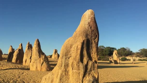 Paisagem Das Formações Calcárias Deserto Pinnacle Paisagem Perto Cervantes Austrália — Vídeo de Stock