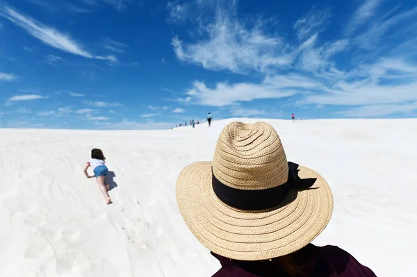 Australian Family Having Fun Lancelin Sand Dunes Perth Western Australia — Stock Photo, Image